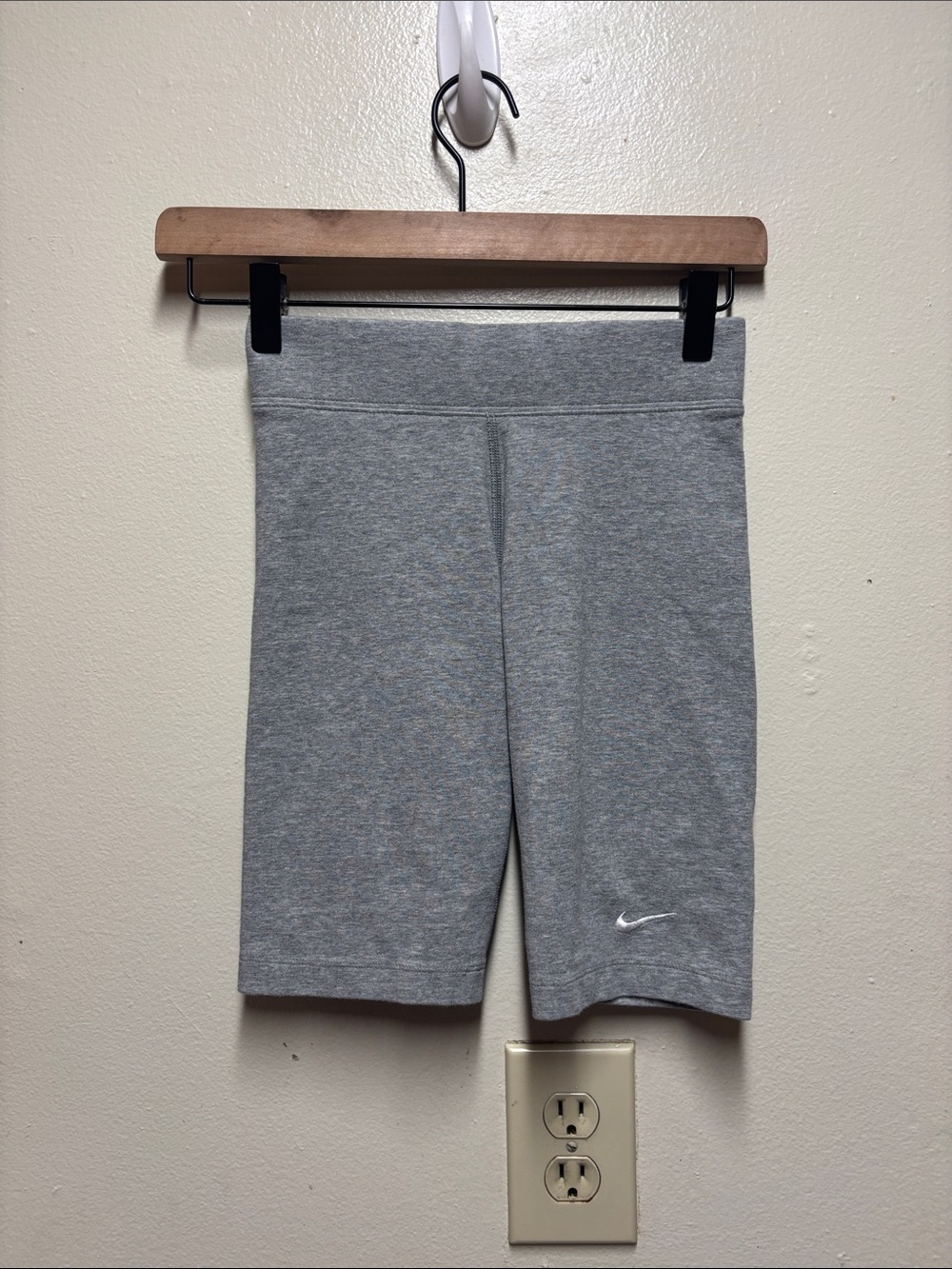 Nike Light Heather Gray Bike Shorts with Swoosh Logo XS women's